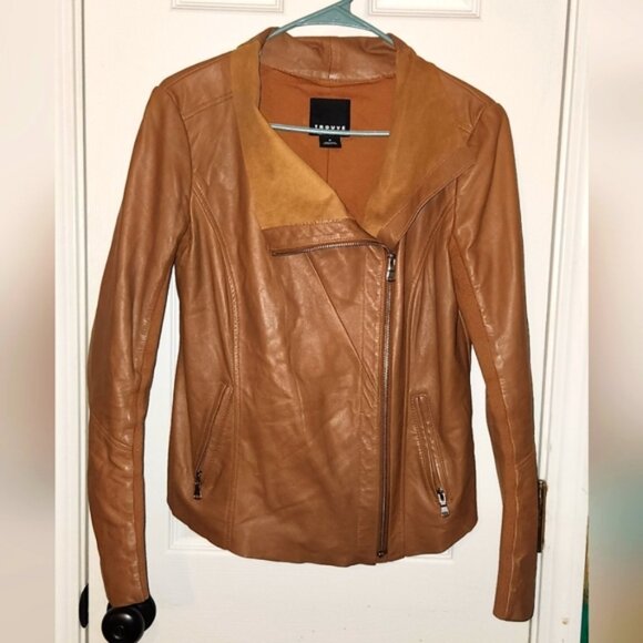 Trouve Brown Genuine Leather Asymmetrical Jacket - Picture 1 of 11